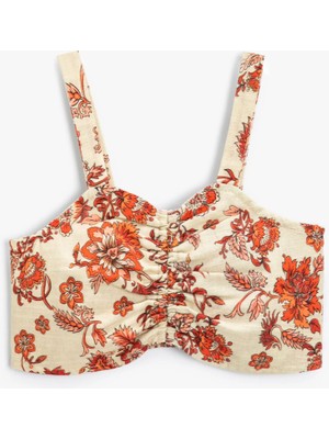 Koton Crop Bluz Askılı Önü Büzgülü Pamuklu