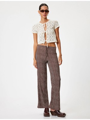 Koton Geniş Paça Pantolon Beli Bağcıklı Yüksek Bel Rahat Kalıp