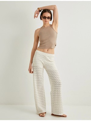 Koton Kroşe Pantolon Bol Paça Standart Bel Kısa Astarlı