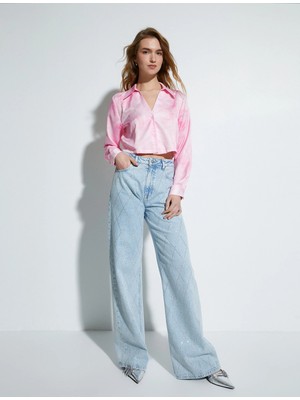 Koton Crop Gömlek Floral Desenli