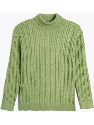 Koton Balıkçı Yaka Kazak Saç Örgü Detaylı Uzun Kollu