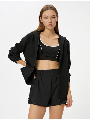 Koton Fermuarlı Kapşonlu Sweatshirt Spor Rahat Kalıp Kanguru Cepli