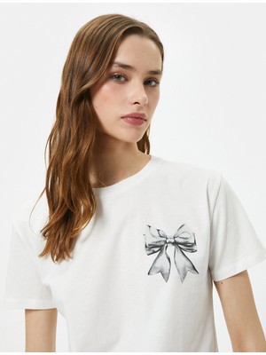 Koton Baskılı Tişört Bisiklet Yaka Kısa Kollu