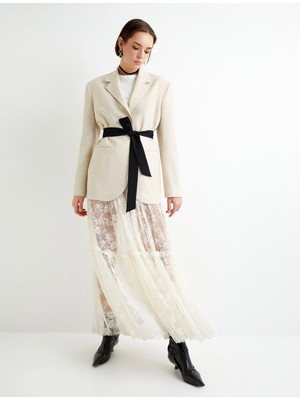 Koton 4Sak50141Uw 001 Kırık Beyaz Kadın Blazer Ceket