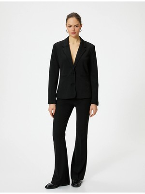 Koton Blazer Ceket Düğmeli Fleto Cepli Kruvaze Yaka