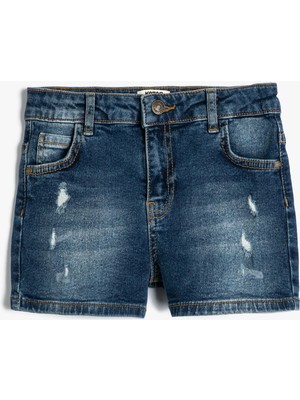 Koton Kot Şort Yıpratılmış Detaylı Cepli Pamuklu