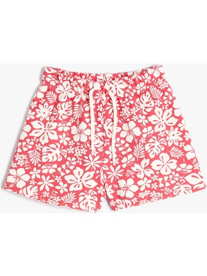 Koton Çiçekli Şort Beli Bağlamalı