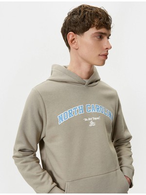 Koton Kapşonlu Sweat Kolej Baskılı Kanguru Cep Detaylı Ribanalı