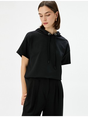 Koton Kapşonlu Sweatshirt Kısa Kollu Regular Fit