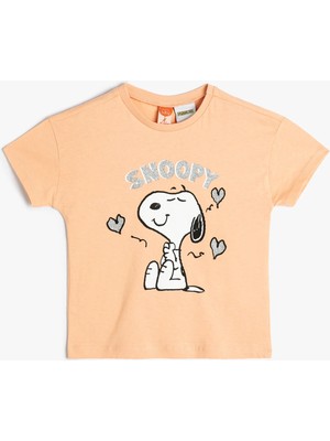 Koton Snoopy Tişört Lisanslı Kısa Kollu Bisiklet Yaka Pamuklu
