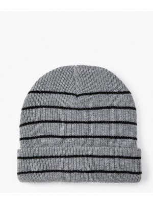 Koton Örgü Bere Katlamalı Çizgi Desenli