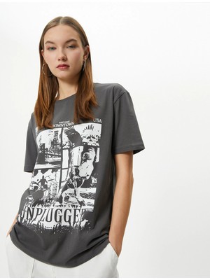 Koton Baskılı Tişört Müzik Temalı Kısa Kollu Pamuklu