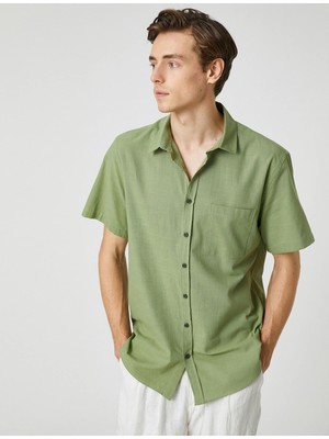 Koton Yazlık Gömlek Kısa Kollu Cep Detaylı Klasik Yaka