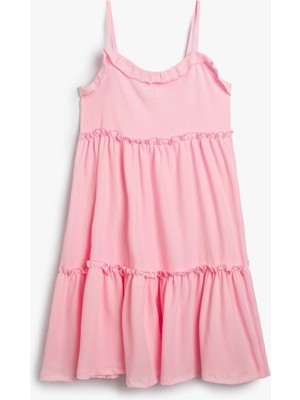 Koton Askılı Elbise Katlı Fırfır Detaylı Pamuklu