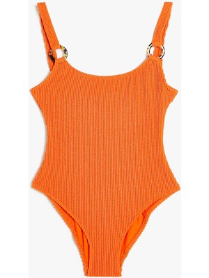 Koton Parlak Dokulu Mayo Aksesuar Detaylı Astarlı Çıkarılabilir Pedli