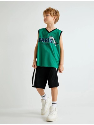 Koton Şort Beli Lastikli Renk Bloklu