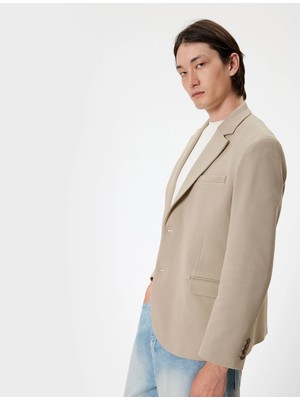 Koton Kruvaze Blazer Ceket Slim Fit Kapaklı Çift Cep Detaylı