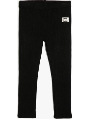 Koton Basic Tayt Ribanalı Beli Lastikli Aplike Detaylı Pamuklu