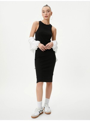 Koton Kalem Elbise Halter Yaka Pamuklu Fitilli