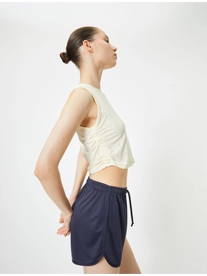 Koton Spor Yarım Atlet Yanları Drape Detaylı Bisiklet Yaka