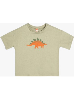 Koton Dinozorlu Tişört Kısa Kollu Bisiklet Yaka Pamuklu