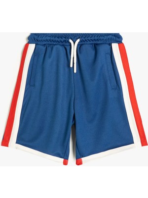 Koton Şort Renk Bloklu Beli Lastikli Cepli