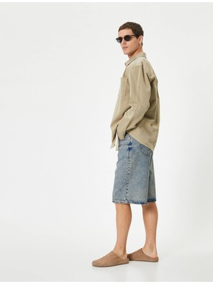 Koton Oversize Kot Şort Düğmeli Cepli Pamuklu