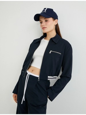 Koton 4Sak50095Pw 707 Lacivert Kadın Bomber Ceket