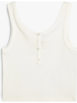 Koton Crop Atlet Kolsuz Kalın Askılı U Yaka Düğme Detaylı