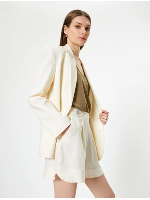 Koton Keten Şort Kemer Detaylı Cepli Pensli