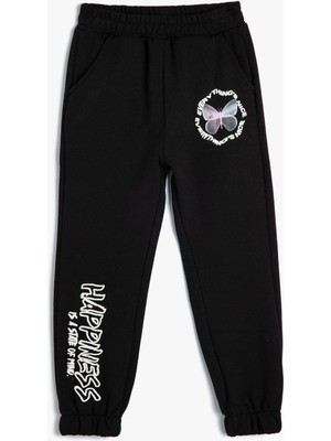 Koton Jogger Eşofman Altı Kelebek Baskılı Beli Bağlamalı Cepli