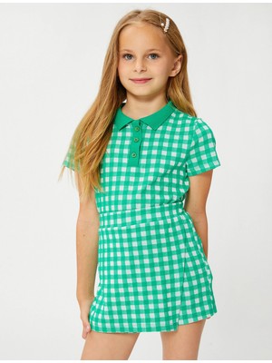 Koton Polo Tişört Crop Kısa Kollu Düğme Detaylı Dar Kalıp