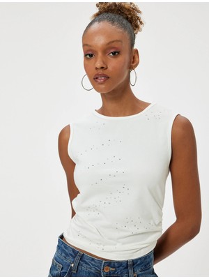 Koton Taş Detaylı Atlet Kolsuz Bisiklet Yaka Slim Fit