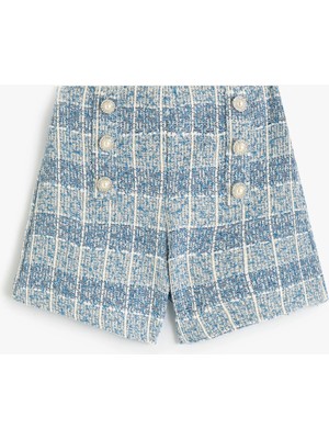 Koton Tüvit Şort Inci Düğme Detaylı Beli Lastikli