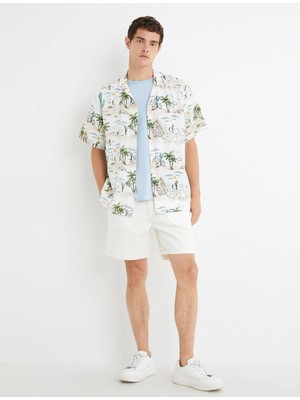 Koton Kot Şort Beli Lastikli Düğmeli Cep Detaylı Katlı Paça