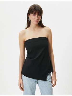 Koton Straplez Bluz Asimetrik Kesim Slim Fit