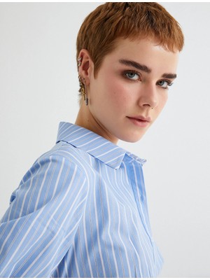 Koton Crop Balon Kol Gömlek Slim Fit Pamuklu