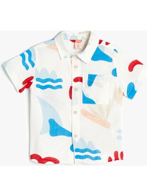 Koton Gömlek Kısa Kollu Baskılı Cep Detaylı