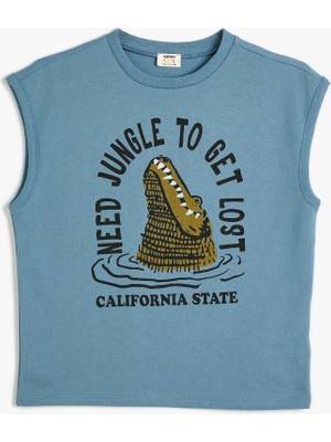 Koton Atlet Timsah Baskılı Bisiklet Yaka Kolsuz