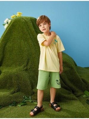 Koton Baskılı Şort Beli Bağlamalı Lastikli