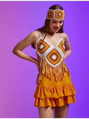 Koton Püsküllü V Yaka Örgü Crop Atlet