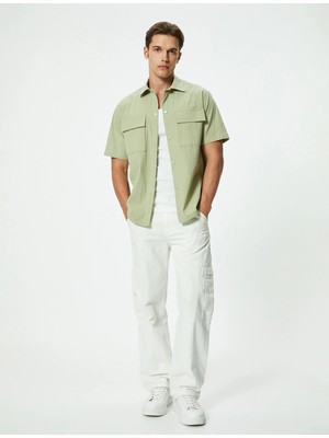 Koton Kısa Kollu Gömlek Düğmeli Kapaklı Cep Detaylı Pamuklu