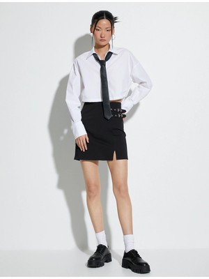 Koton Mini Etek Kemer Detaylı Yırtmaçlı