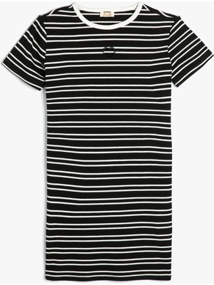 Koton 4Skg80118Ak Koton Kız Çocuk Elbise Siyah Çizgili