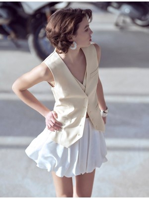 Koton 4Sak20086Uw 158 Sarı Kadın Blazer Yelek