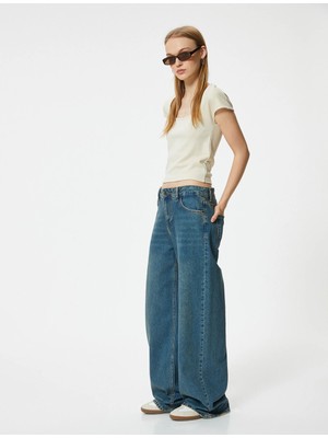 Koton Basic Tişört Kısa Kollu Kare Yaka Slim Fit Viskon Karışımlı