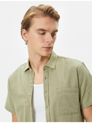 Koton Kısa Kollu Gömlek Slim Fit Klasik Yaka Düğmeli Cep Detaylı