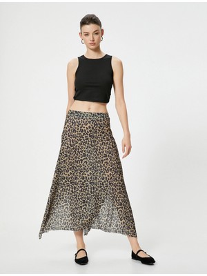 Koton Leopar Etek Asimetrik Kesim Midi Boy