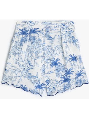 Koton Şort Etek Baskılı Beli Lastikli