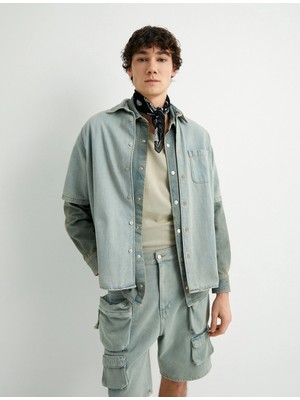 Koton Kot Gömlek Ceket Oversize Kısa Kollu Düğmeli Cep Detaylı